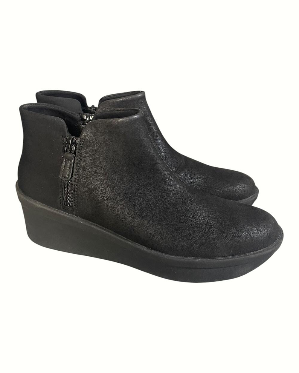 NWT Clarks Cloudsteppers Women’s Step Rose Up Black Wedge Ankle Boots Size-8M